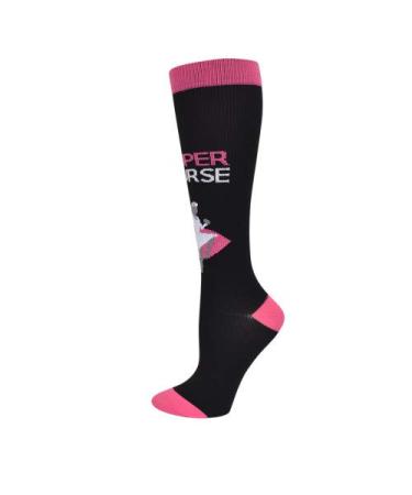 Super Nurse! 10-14mmHG Medical Compression Socks Black & Pink