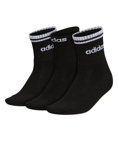 adidas Women's Sport Stripe High Quarter Socks (3-Pair) Medium Black/White