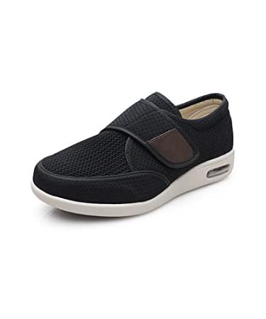 Yibobay Diabetic Shoes for Man Width X-Wide Shoe for Elderly Man Wide Shoes for Man Walking Shoes Adjustable Closure 11-11.5 X-Wide Black
