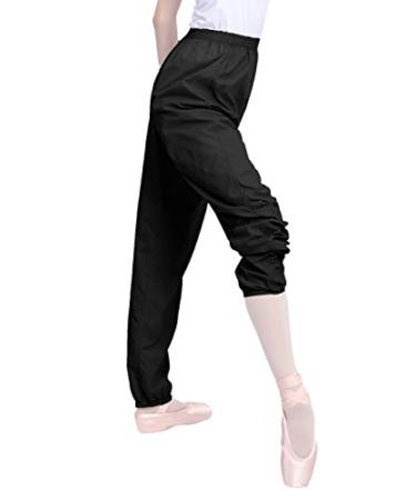 Lovdaswi Women Girls Ballet Ripstop Pants Lightweight Warm Up Trousers Small Black