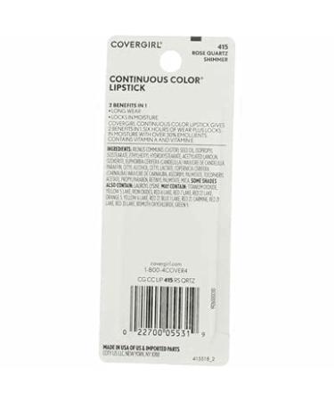 COVERGIRL Continuous Color Lipstick Rose Quartz 415 - 0.13 oz | Packaging May Vary - Buy Online on GoSupps.com