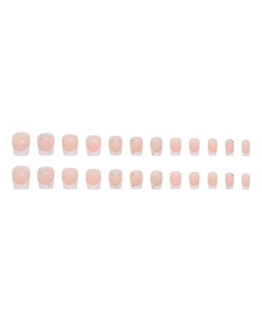 24Pcs Short Square Press-On Nails | White French Tip Acrylic Nails with Rhinestone | Full Cover Stick-On Nails for Women & Girls | DIY Manicure Art Supplies - Buy Online on GoSupps.com