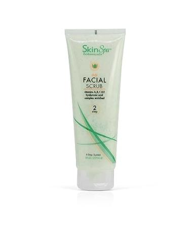 SKIN SPA - Exfoliating Face Wash Scrub Aloe Vera 8 Oz - Exfoliates and Removes Dead Skin- Made with Pumice Infused with Hyaluronic Acid Amino Acids Comfrey Extract Retinol Vitamin A C E