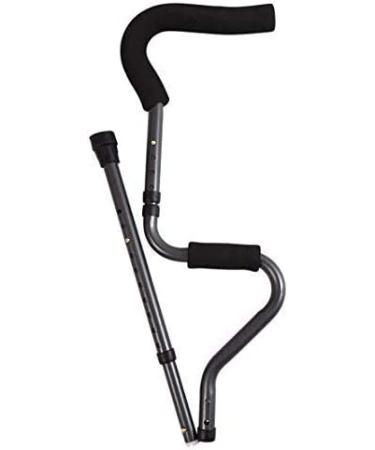 Ez2care Adjustable Folding Crutch - Metallic Grey, Universal Size 5'2 - 6'2 - Comfortable Ergonomic Design, Travel-friendly, Pack of 1 - Buy Online on GoSupps.com