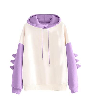 Daoucixia Hoodies for Teen Girls,Women's Funny Sweatshirt Long Sleeve Tops Cute Cartoon Hoodies Teens Girls Casual Pullover Purple Small