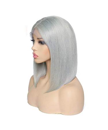 Smartinnov Grey Bob Human Hair Wig 8 Inch | T Part Lace Front Brazilian Remy Hair | Pre Plucked Natural Hairline | 180% Density | Short Bob Wig for Women - Buy Online on GoSupps.com