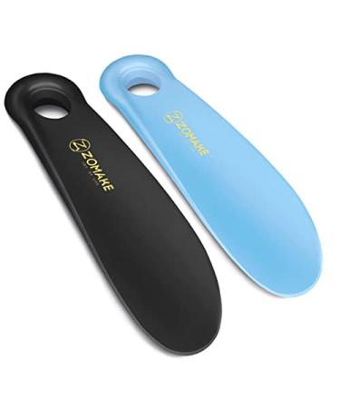 ZOMAKE Plastic Shoe Horn, Travel Shoe Horns for Men, Women,Seniors& Kids - Boot Shoehorn - Shoe spoon - Shoe helper Black+blue