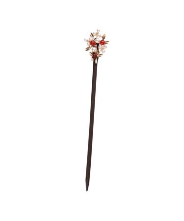 Beatifufu 1pc Vintage Pearl Hairpin Ancient Hair Chopsticks Hair Sticks for Buns Pearl Hair Accessories Japanese Decor Rhinestone Hair Clips Asian Crystal Flower Agate Japanese-style Bride