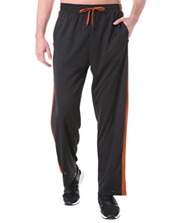 Men's Sweatpants with Zipper Pockets Lightweight Open Bottom Workout Pants for Jogging, Workout, Gym, Running, Training Orange Large