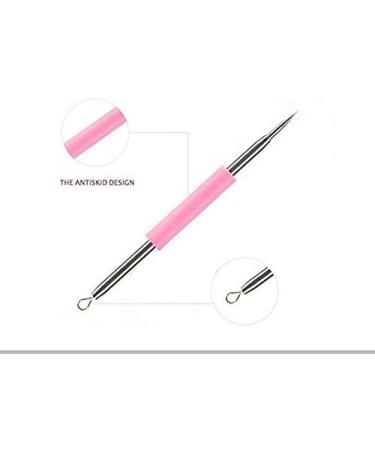 1PCS Professional Stainless Steel Blackhead Whitehead Remover with Silicone Handle- Silica Cleaner Tool with Gel Antiskid Design Handle Acne Pimple Comedone Extractor Needle for Women Facial Care Skin Protecter(Pink) - Buy Online on GoSupps.com
