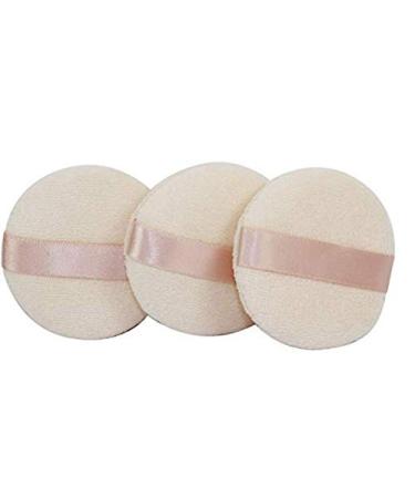 Soft Velor Powder Tackers for Makeup - 8 cm Round Sponges 3-Pack | Ideal for Loose Powder & Foundation | Beige Beauty Tool - Buy Online on GoSupps.com