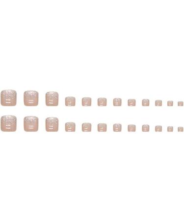 SINLOV Square Fake Toenails Nude Pink Print on False Toe Nails Short Full Cover False Artificial Toenails Nails for Women and Girls - Buy Online on GoSupps.com