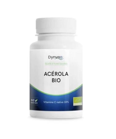 Ac rola bio - 33% de Vitamine C native naturelle - Concentration maximale - Fatigue immunit Peau Antioxydant - 600 mg - 60 g lules (1 2 mois) - Sans additifs ni excipients - Vegan - Dynveo