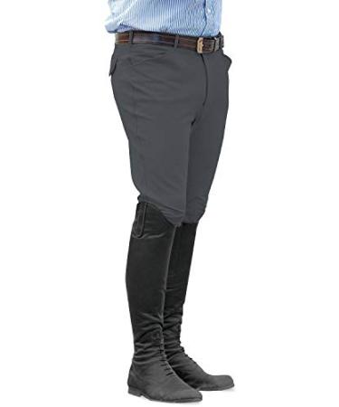 Ovation Men's Euroweave Knee Patch Breeches Charcoal Grey 30 L US