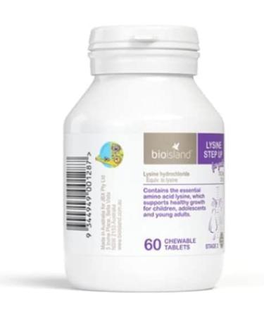Bio Island Lysine Step Up for Youth 60 Chewable Tablets - Australia Import | Boosts Immunity and Supports Youthful Health - Buy Online on GoSupps.com