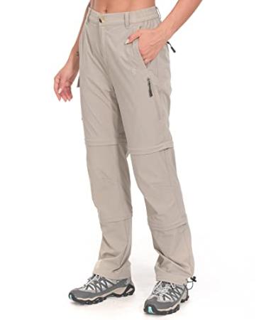 Little Donkey Andy Women's Stretch Convertible Pants, Zip-Off Quick-Dry Hiking Pants Khaki Small