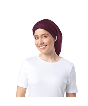 Hairbrella Lite Womens Rain Hat for Long Hair - Satin-Lined Waterproof Hair Protection Cap with Adjustable Strap | Foldable Sugarplum X-large