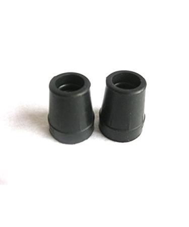 Harvy 1/2" Heavy Duty Black Rubber Replacement Cane Tip. (2 Pack)