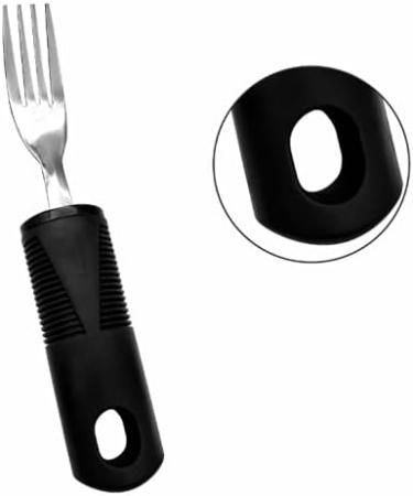 Easy Grip Weighted Cutlery Set for Elderly and Disabled - Black 3PCS Straight - Ideal Dining Aid for Arthritis, Parkinson's, and Tremors - Buy Online on GoSupps.com