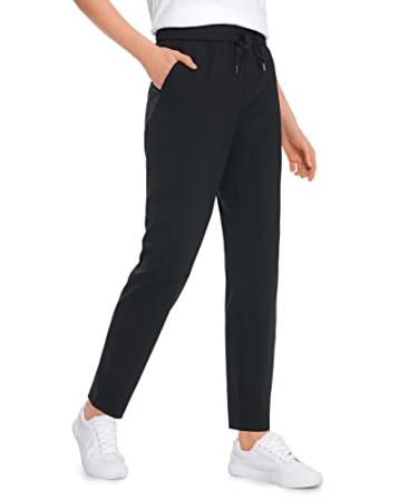 CRZ YOGA Womens 4-Way Stretch Casual Golf Pants Tall 29" - Sweatpants Travel Lounge Outdoor Workout Athletic Pockets Trousers 29 inches Large Black