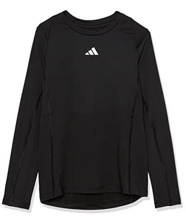 adidas Boys' Moisture Wicking Compression T-Shirt Techfit Athletic Long Sleeve Tee Large Black/Chest Logo