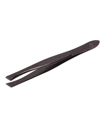 Solingen Tweezers 514 Side for Eyebrow Shaping and Facial Hair Removal | Slanted Tip | Professional Stainless Steel | Best Shaped for Eyebrows Extensions Chin Cheek Face| Made in Germany (Black)
