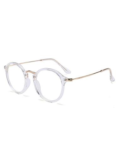 Newada reading glasses with a round frame for women and men ovals blue light blocking reading glasses HD glare protection computer flat light lights (color: clear size: +0.00)