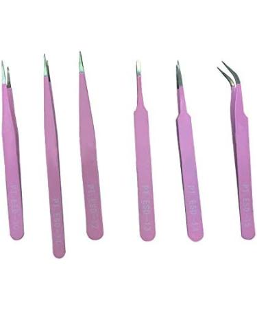 6pcs Anti-Static Tweezers Set - Precision Stainless Steel for Eyebrows Eyelashes & BGA Electronics | International Shipping - Buy Online on GoSupps.com