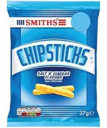 Smiths Chipsticks Salt 'N' Vinegar Flavour Maize & Potato Snack 37g (Case of 30 Bags)