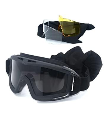 HARGLESMAN Airsoft Goggles Tactical Safety Goggles Anti Fog Glasses with Interchangeable Lenses Hunting Cycling Paintball Black