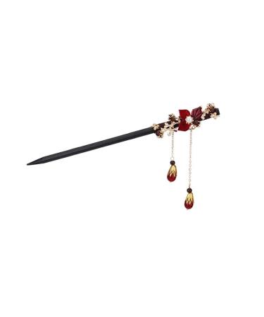 Chinese Hair Sticks 3 Pieces Vintage Flower Hairpins Wooden Hair Accessories with Tassel for Women Hair Styling Random Style