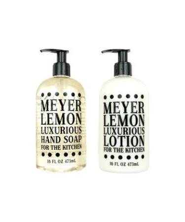 2 set - Greenwich Bay Trading Company Kitchen Collection Bundle: Meyer Lemon - 16 Ounce Shea Butter Lotion & 16 Ounce Hand Soap