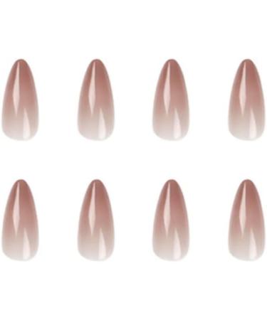 Justotry Nude Short Stiletto Gradient Coffee Brown Fake Nails - 24 Pcs | Nail Glue & Almond Stick | Medium Length for Women's Nail Art - Buy Online on GoSupps.com