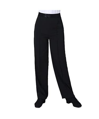 Libaobaoyo Boys Latin Ballroom Dance Pants Elastic Waist Professional Jazz Modern Perfomance Costume for Kids Black-3 12-13 Years