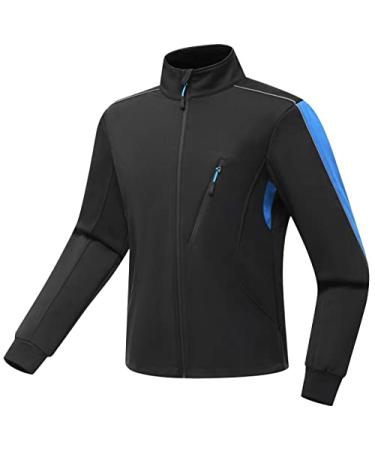 Wantdo Men's Winter Cycling Thermal Jacket Warm Soft Shell Windproof Running Jacket Waterproof Fleece Windbreaker Reflective Large Type B-blue