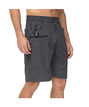 Yundobop Men's Hiking Cargo Shorts Quick Dry Nylon Shorts Travel Active Golf Shorts with 7 Pockets Water Resistant XX-Large Dark Grey