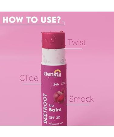 Clen_sta Beetroot Lip Balm with Hyaluronic Acid SPF 30 - Hydrate & Lighten Dark Lips for Men & Women - 5g - Buy Online on GoSupps.com