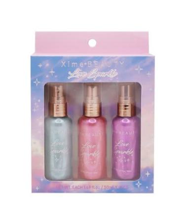 Xime Beauty Mini 3PC Set of Liquid Shimmer Highlight Multidimensional Micro Glitter Sprays (Love Sparkle)