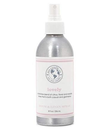 Eco Candle Co. Room & Linen Spray Lovely 8 oz. - Scents of Lavender Rosewood Orchid Bergamot Cedarwood & Musk - Recycled Aluminum Bottle No Propellents Pump Top All Natural Ingredients