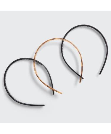 Kitsch Non-Slip Headbands for Women - 3pc Set | Recycled Plastic, Thin Black Bands for Long & Short Hair - Buy Online on GoSupps.com