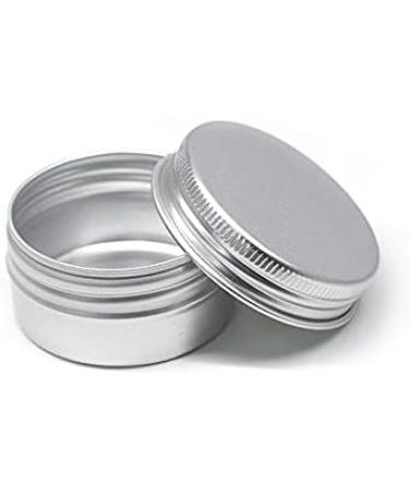 Basic Packing: 24 Silver Aluminum Screw Cap Cans - 30ml Round Cosmetic Containers with 35mm Stickers - Buy Online on GoSupps.com