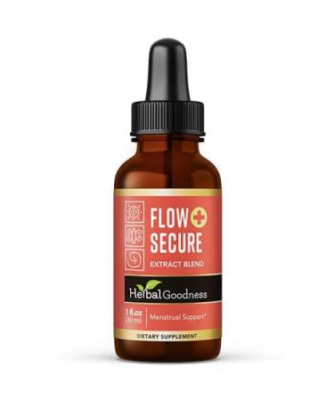 Herbal Goodness Flow Secure 1oz Supplement - Menstrual Cycle for Women - Mood Support Hormone Health Aids Relaxation Metabolic Support