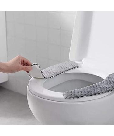 2 Pairs Plush Warm Toilet Seat Cover Mat Non Slip Soft Cushion - Grey - Buy Online on GoSupps.com