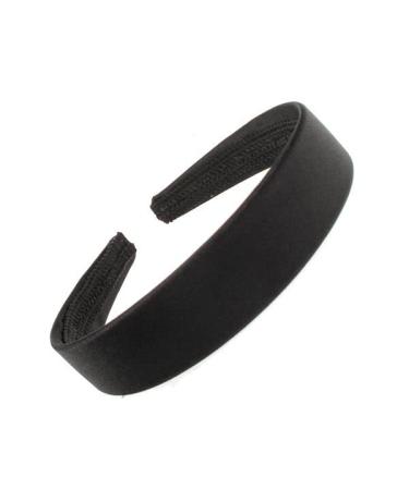 2.5cm (1") Black Satin Covered Plastic Alice Band Hair Band Headband No Teeth for Women Girls by Glitz4Girlz