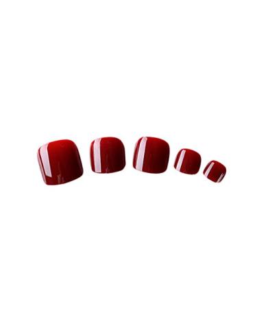 24Pcs French False Toenail with Glue Short Press on Toenails Artificial Toe Nails for Women Pedicure Art