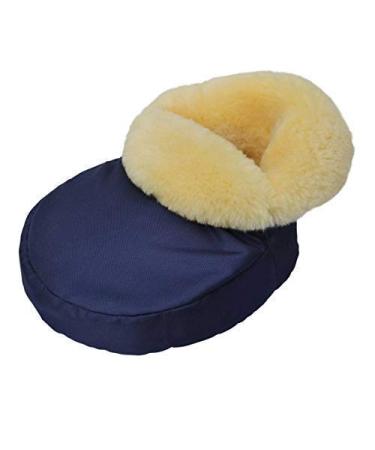 Lambskin - FOOT WARMER cuddly Merino sheepskin natural fur blue/yellow