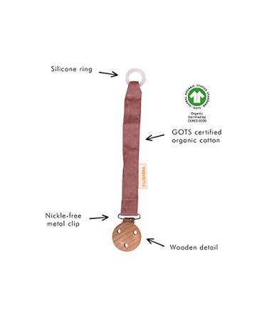 Filibabba Organic Cotton Pacifier Chain (21 cm) | Dusty Rose | Nickel-Free Clips | Danish Design for Boys & Girls - Buy Online on GoSupps.com