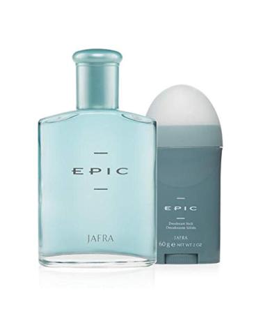 JAFRA SET EPIC EAU DE TOILETTE 3.3 FL OZ + DEODORANT STICK JUEGO DE PERFUME Y DESODORANTE EPIC PARA HOMBRE.