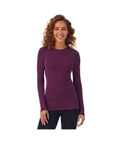 Cuddl Duds Women's Softwear with Stretch Long Sleeve Crew Neck Top Small Grape