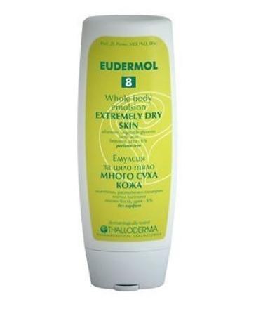 Eudermol 8 - Whole -Body Emulsion for Extremely Dry Skin - With 8% Urea Vegetable Glycerin Lactic Acid Allantoin & Beeswax-Free - 200ml by Thalloderma Pharmaceutical